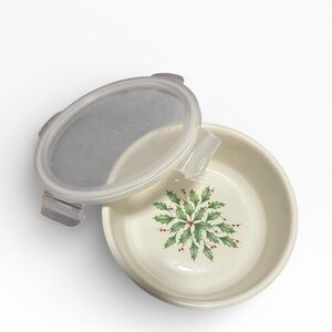 Lenox Holiday Covered Bowl w Lid Holly Berries American by Design 6”